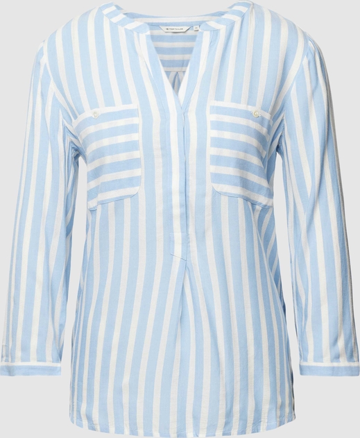 Niebieska bluzka Tom Tailor w stylu casual z dekoltem w kształcie litery v