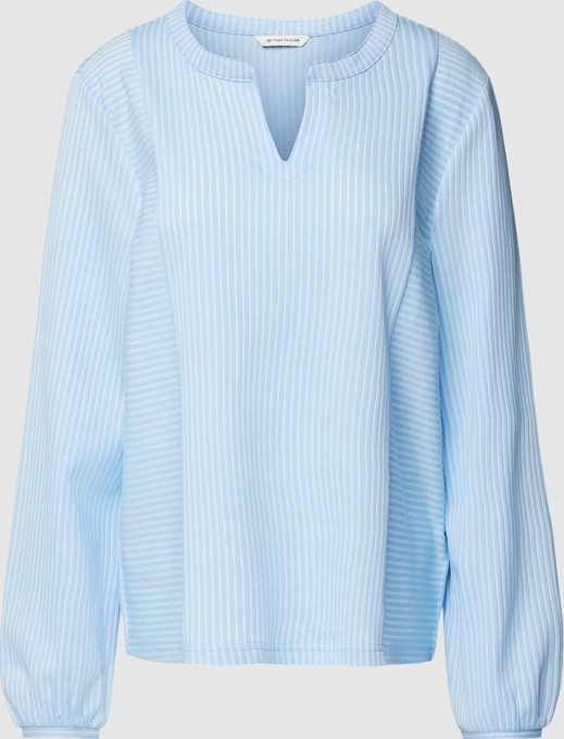Niebieska bluzka Tom Tailor z bawełny z dekoltem w kształcie litery v w stylu casual