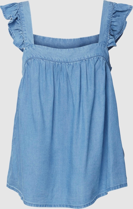 Niebieska bluzka Vero Moda w stylu casual z okrągłym dekoltem na ramiączkach