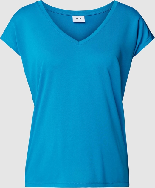 Niebieska bluzka Vila w stylu casual z dekoltem w kształcie litery v