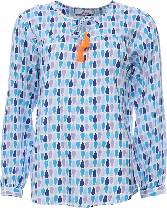Niebieska bluzka Zwillingsherz z okrągłym dekoltem w stylu casual
