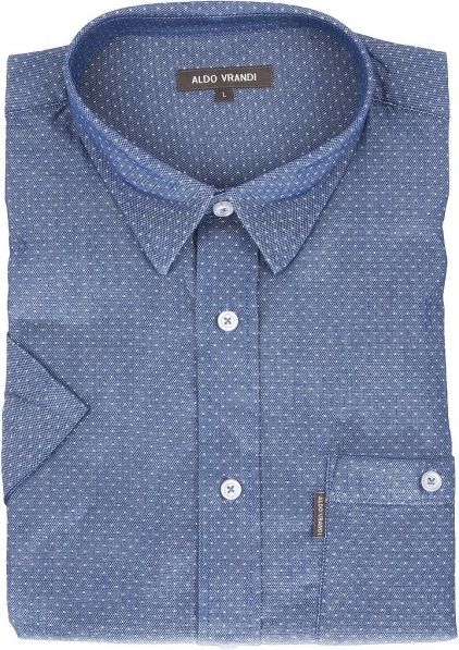 Niebieska koszula Aldo Vrandi z bawełny w stylu casual z krótkim rękawem