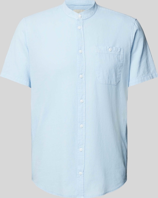 Niebieska koszula Blend w stylu casual z krótkim rękawem z bawełny