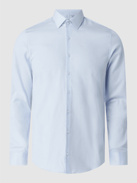 Niebieska koszula Calvin Klein z długim rękawem z tkaniny z klasycznym kołnierzykiem