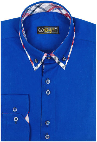 Niebieska koszula Denley z kołnierzykiem button down z długim rękawem