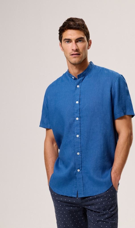 Niebieska koszula Diverse z krótkim rękawem w stylu casual