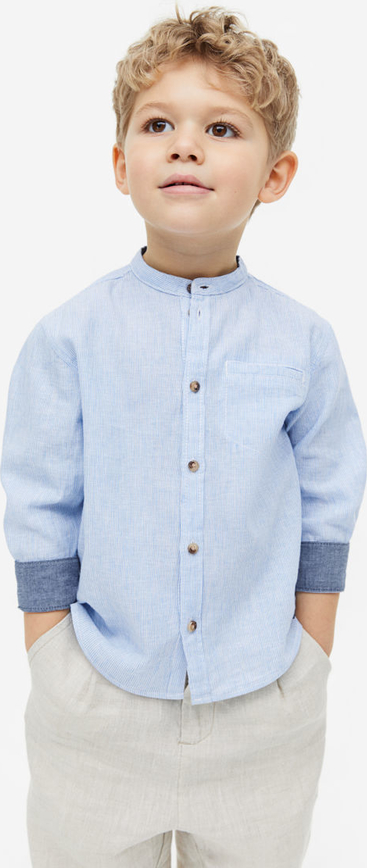 Niebieska koszula dziecięca H & M z tkaniny
