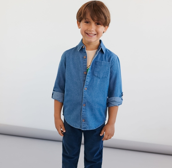 Niebieska koszula dziecięca Sinsay z jeansu