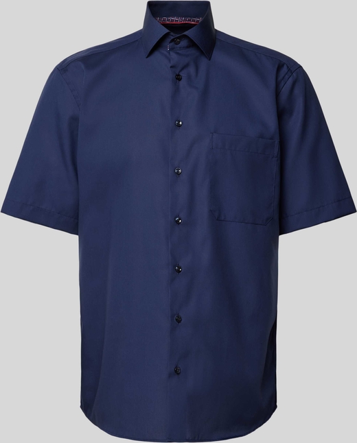 Niebieska koszula Eterna z krótkim rękawem w stylu casual z klasycznym kołnierzykiem