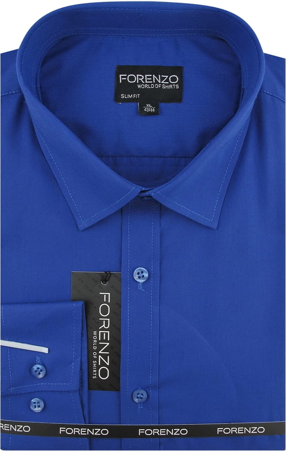 Niebieska koszula Forenzo z tkaniny z długim rękawem