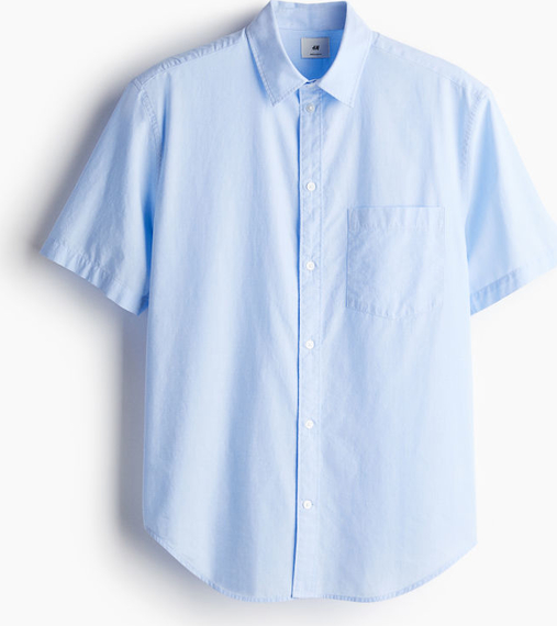 Niebieska koszula H & M z klasycznym kołnierzykiem w stylu casual