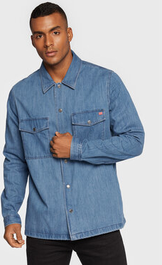 Niebieska koszula Hugo Boss w stylu casual z jeansu z długim rękawem