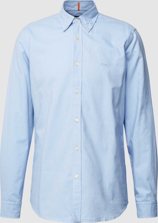 Niebieska koszula Hugo Boss z bawełny z długim rękawem z kołnierzykiem button down