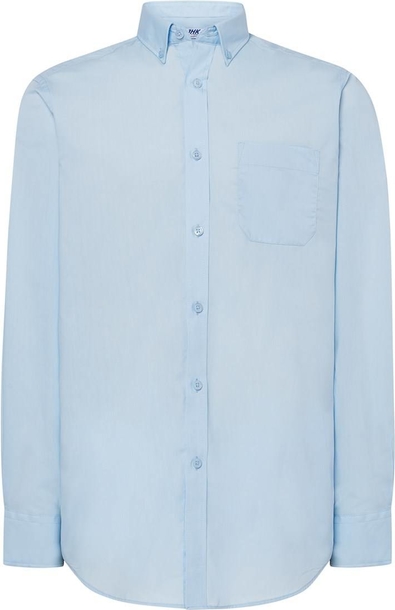 Niebieska koszula JK Collection z długim rękawem z kołnierzykiem button down