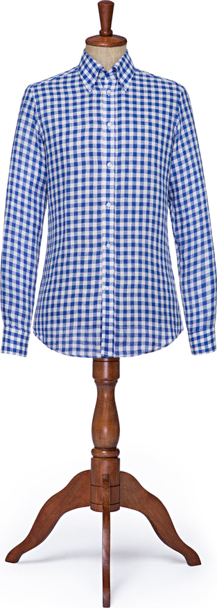 Niebieska koszula LANCERTO z tkaniny z klasycznym kołnierzykiem w stylu casual
