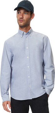 Niebieska koszula Marc O'Polo w stylu casual z kołnierzykiem button down z długim rękawem