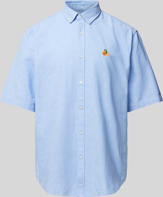 Niebieska koszula McNeal z bawełny z krótkim rękawem z kołnierzykiem button down