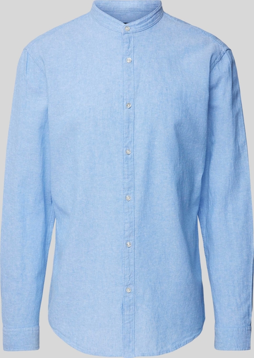 Niebieska koszula McNeal z długim rękawem ze stójką z bawełny