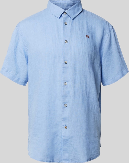 Niebieska koszula Napapijri z krótkim rękawem w stylu casual z klasycznym kołnierzykiem