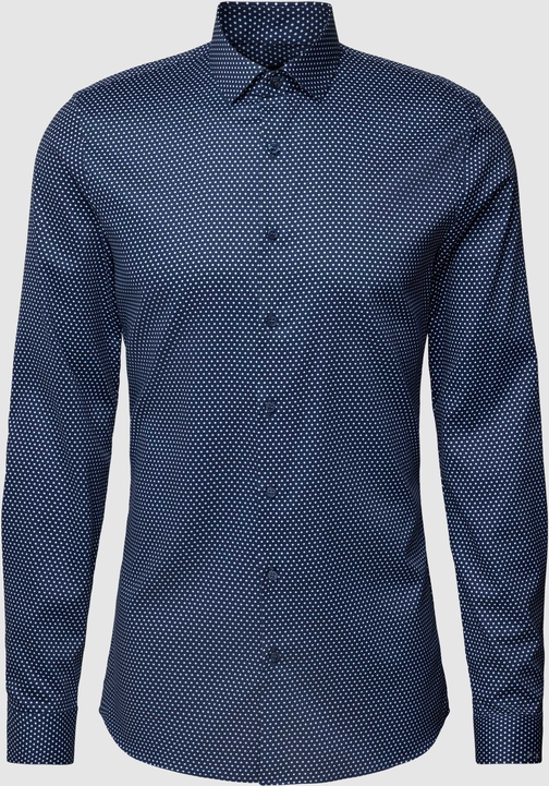 Niebieska koszula Olymp No. Six w stylu casual z klasycznym kołnierzykiem z bawełny