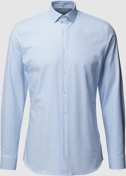 Niebieska koszula Olymp No. Six z bawełny w stylu casual z długim rękawem