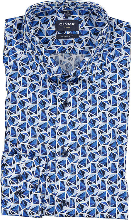 Niebieska koszula Olymp w młodzieżowym stylu z długim rękawem