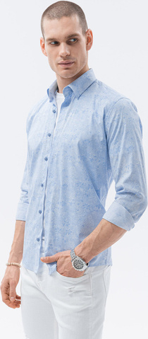 Niebieska koszula Ombre z długim rękawem
