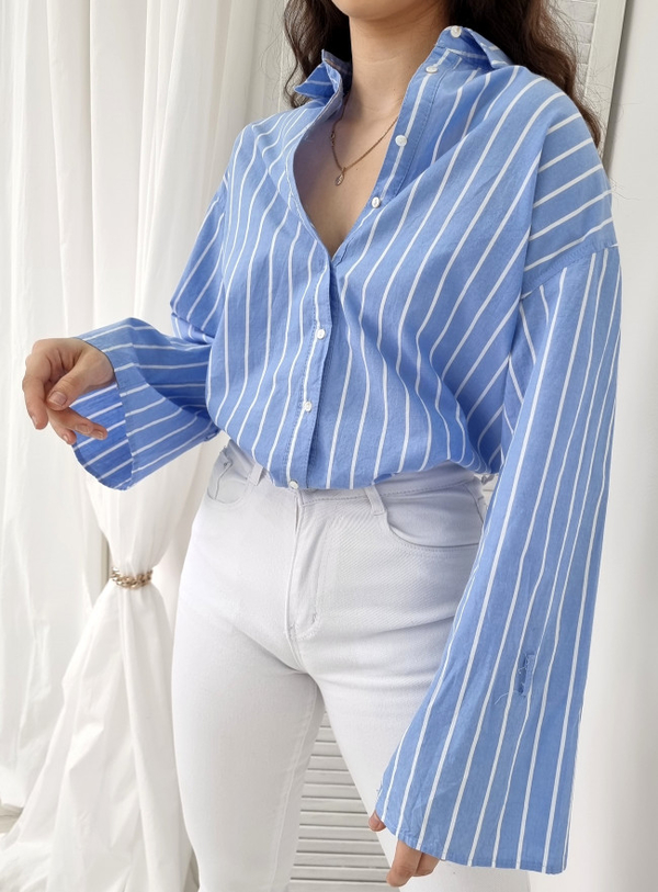 Niebieska koszula Ottanta w stylu casual z bawełny