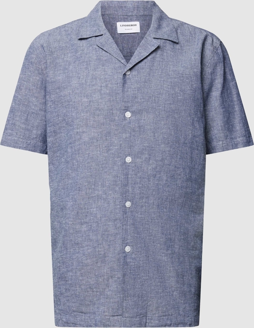 Niebieska koszula Peek&Cloppenburg z krótkim rękawem z bawełny