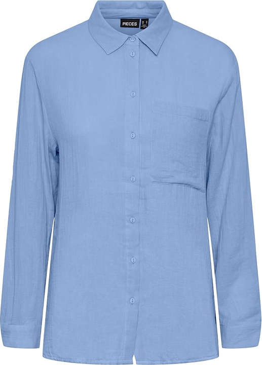 Niebieska koszula Pieces z bawełny w stylu casual