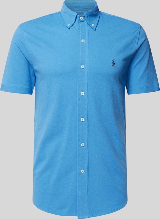 Niebieska koszula POLO RALPH LAUREN w stylu casual z krótkim rękawem z klasycznym kołnierzykiem
