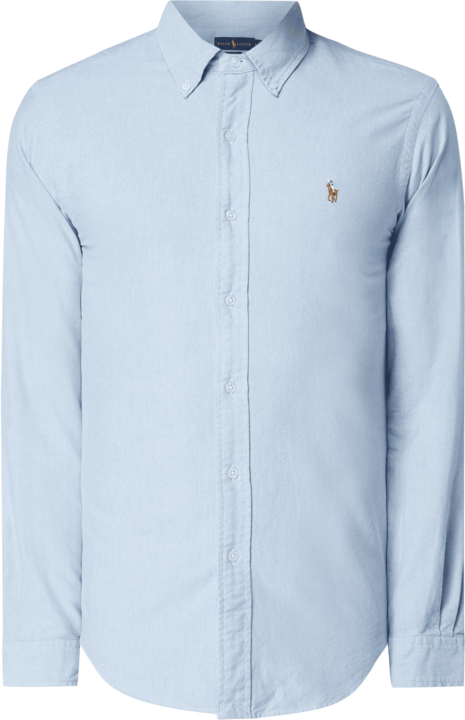 Niebieska koszula POLO RALPH LAUREN z tkaniny w stylu casual z długim rękawem