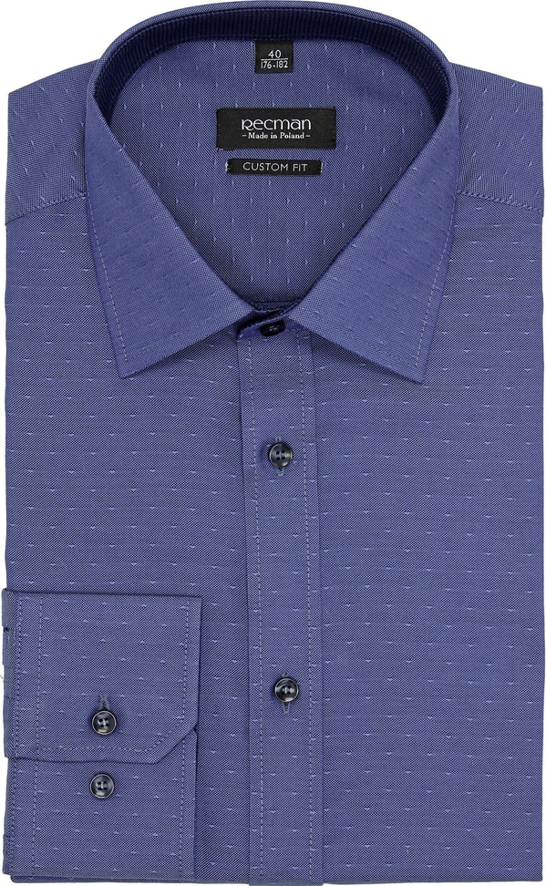 Niebieska koszula recman z długim rękawem bez wzorów