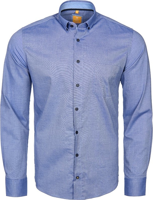 Niebieska koszula Redmond z długim rękawem z tkaniny