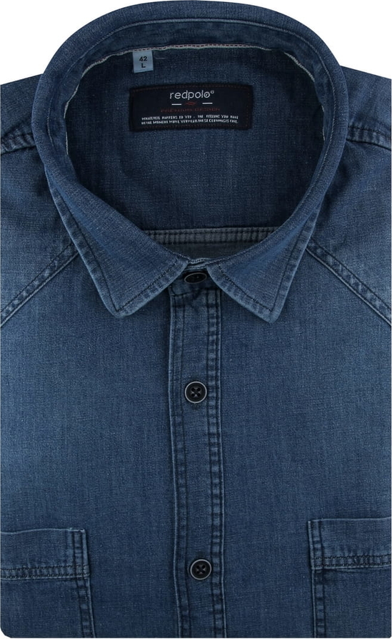 Niebieska koszula Redpolo z tkaniny z długim rękawem