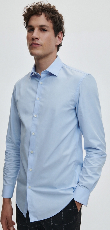 Niebieska koszula Reserved z długim rękawem z bawełny