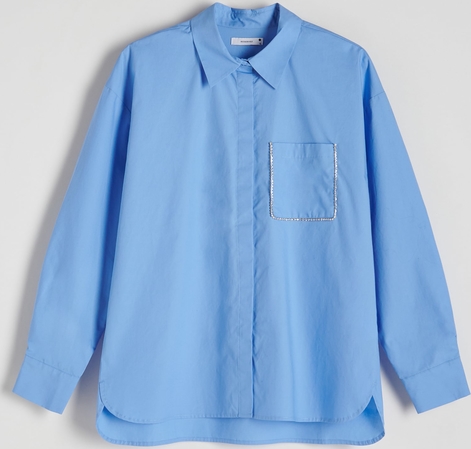 Niebieska koszula Reserved z tkaniny w stylu casual