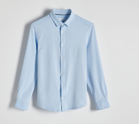 Niebieska koszula Reserved z tkaniny z długim rękawem w stylu casual