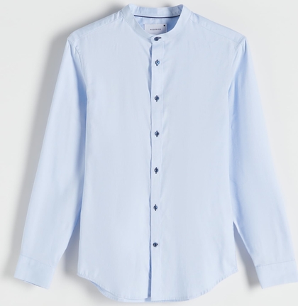 Niebieska koszula Reserved ze stójką z tkaniny