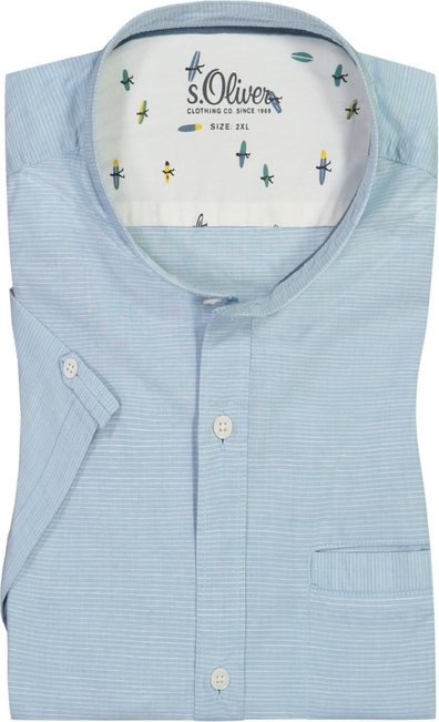 Niebieska koszula S.Oliver z krótkim rękawem z bawełny