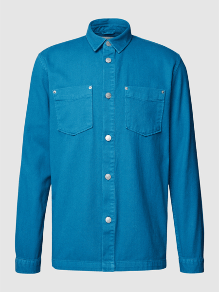 Niebieska koszula Tom Tailor Denim z klasycznym kołnierzykiem z długim rękawem z jeansu