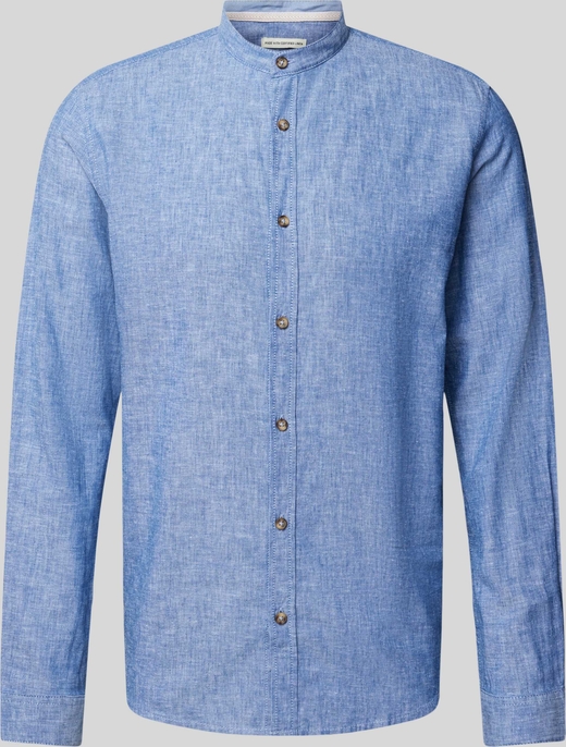 Niebieska koszula Tom Tailor ze stójką w stylu casual z długim rękawem