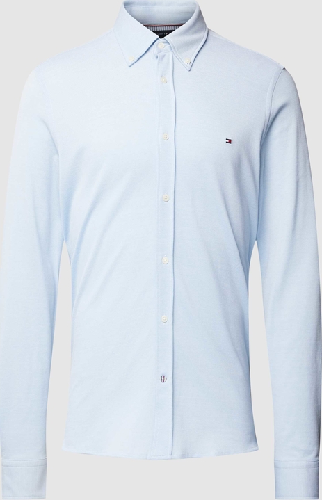 Niebieska koszula Tommy Hilfiger w stylu casual z kołnierzykiem button down z długim rękawem