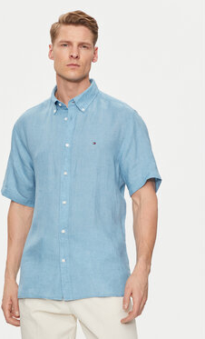 Niebieska koszula Tommy Hilfiger w stylu casual z krótkim rękawem