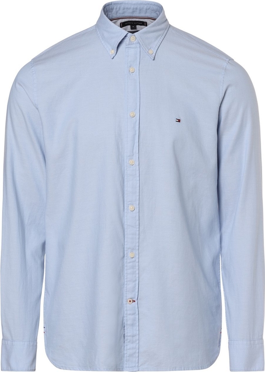 Niebieska koszula Tommy Hilfiger z tkaniny z kołnierzykiem button down
