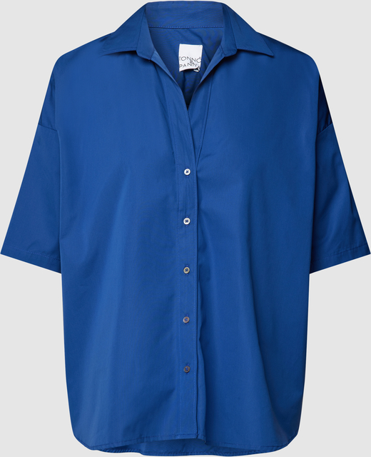 Niebieska koszula Tonno & Panna w stylu casual z dekoltem w kształcie litery v z długim rękawem