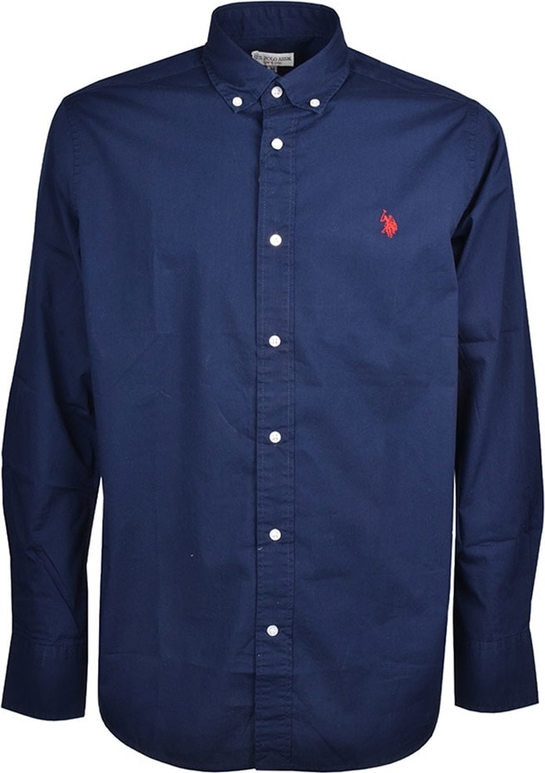 Niebieska koszula U.S. Polo w stylu casual z kołnierzykiem button down z bawełny