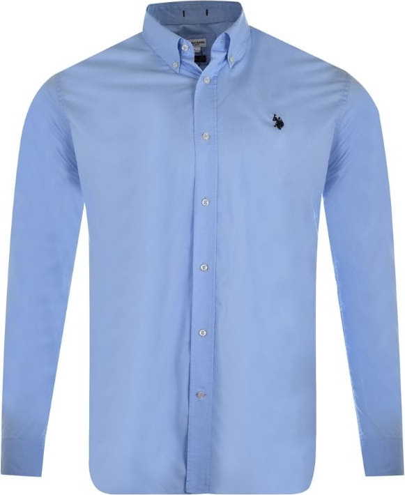 Niebieska koszula U.S. Polo z bawełny w stylu casual
