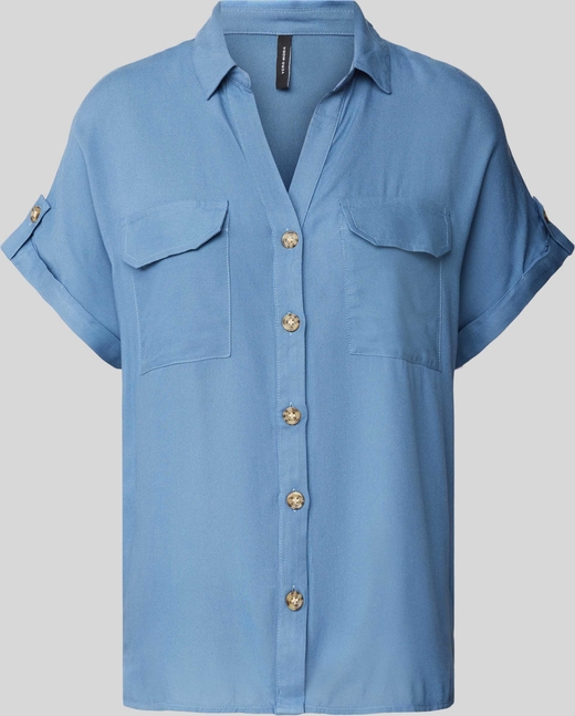 Niebieska koszula Vero Moda z krótkim rękawem