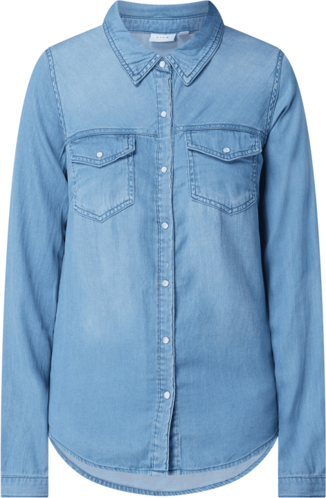 Niebieska koszula Vila z dekoltem w kształcie litery v z jeansu